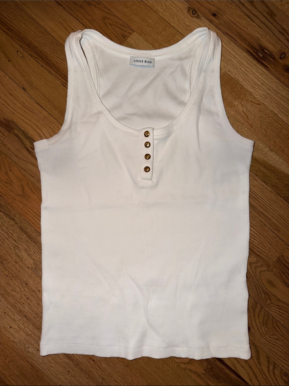 Anine Bing Alessia Tank Top in Ivory Size M - Picture 4 of 8